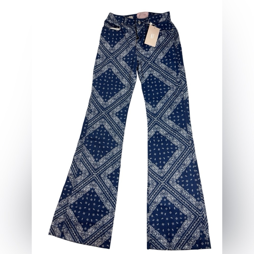 REVICE Navy Blue Bandana Print Bootcut Pants